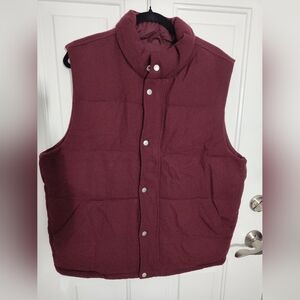 Old Navy Maroon Puffer Vest with Silver Buttons